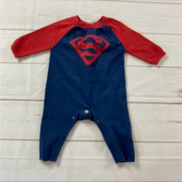 Gap Baby Red Blue Junk Food Superman Romper 0-3 M - Picture 1 of 5